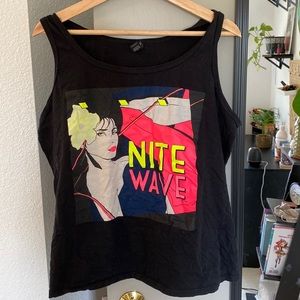Brand: Anvil — Size: Large — Black tank with Nite Wave design in middle
